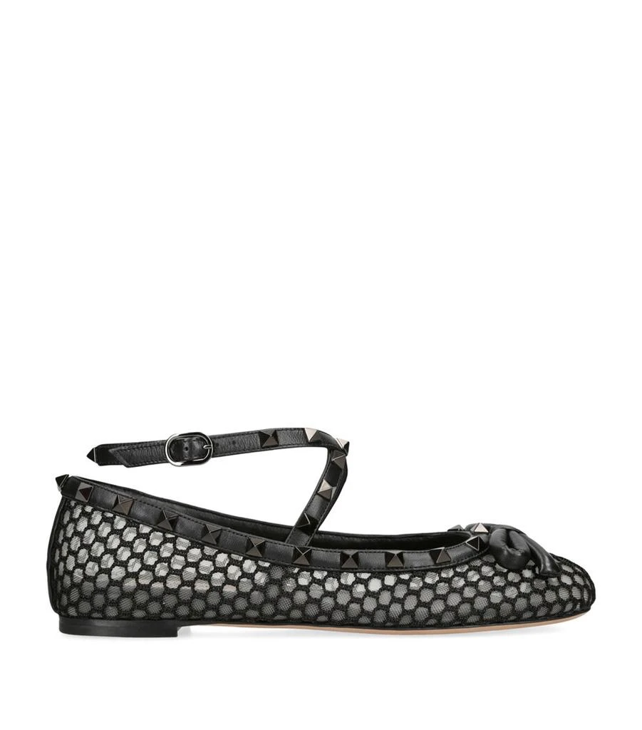 Valentino Rockstud Mesh Ballerina Flats 1
