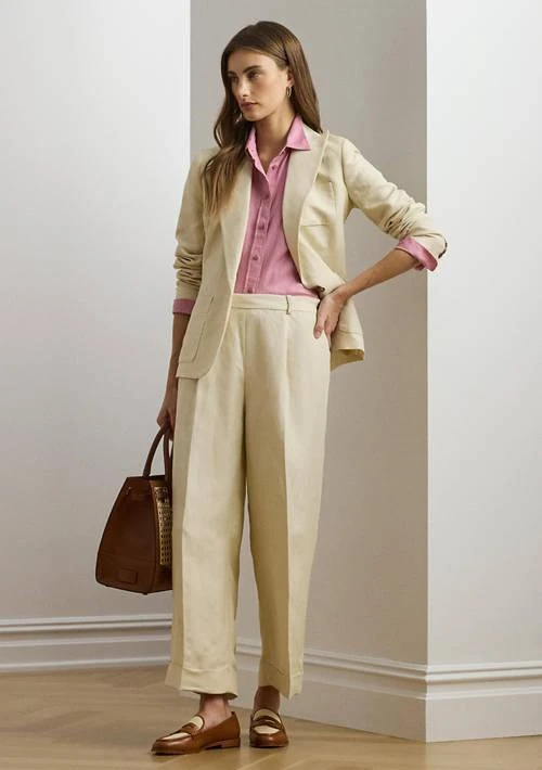 Ralph Lauren Ralph Lauren Petites Linen Blend Twill Wide Leg Pants 4