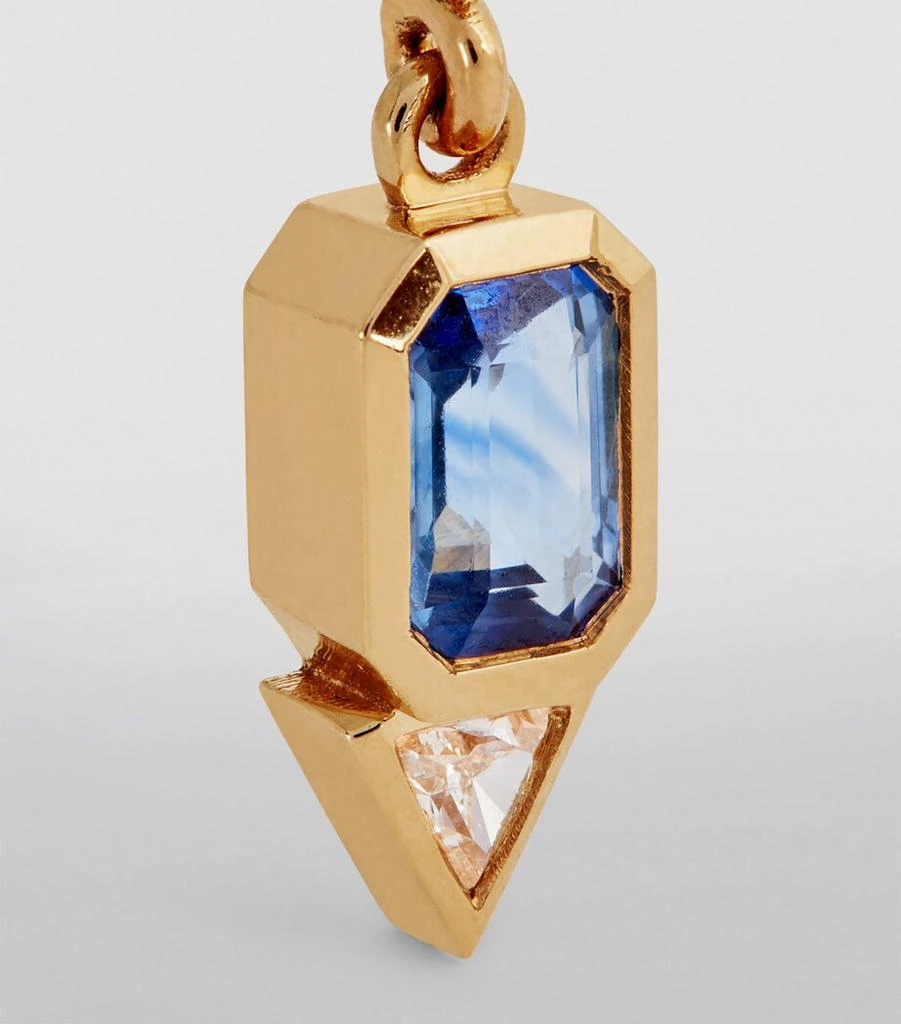 Azlee Yellow Gold, Sapphire and Diamond Trillion Charm 5