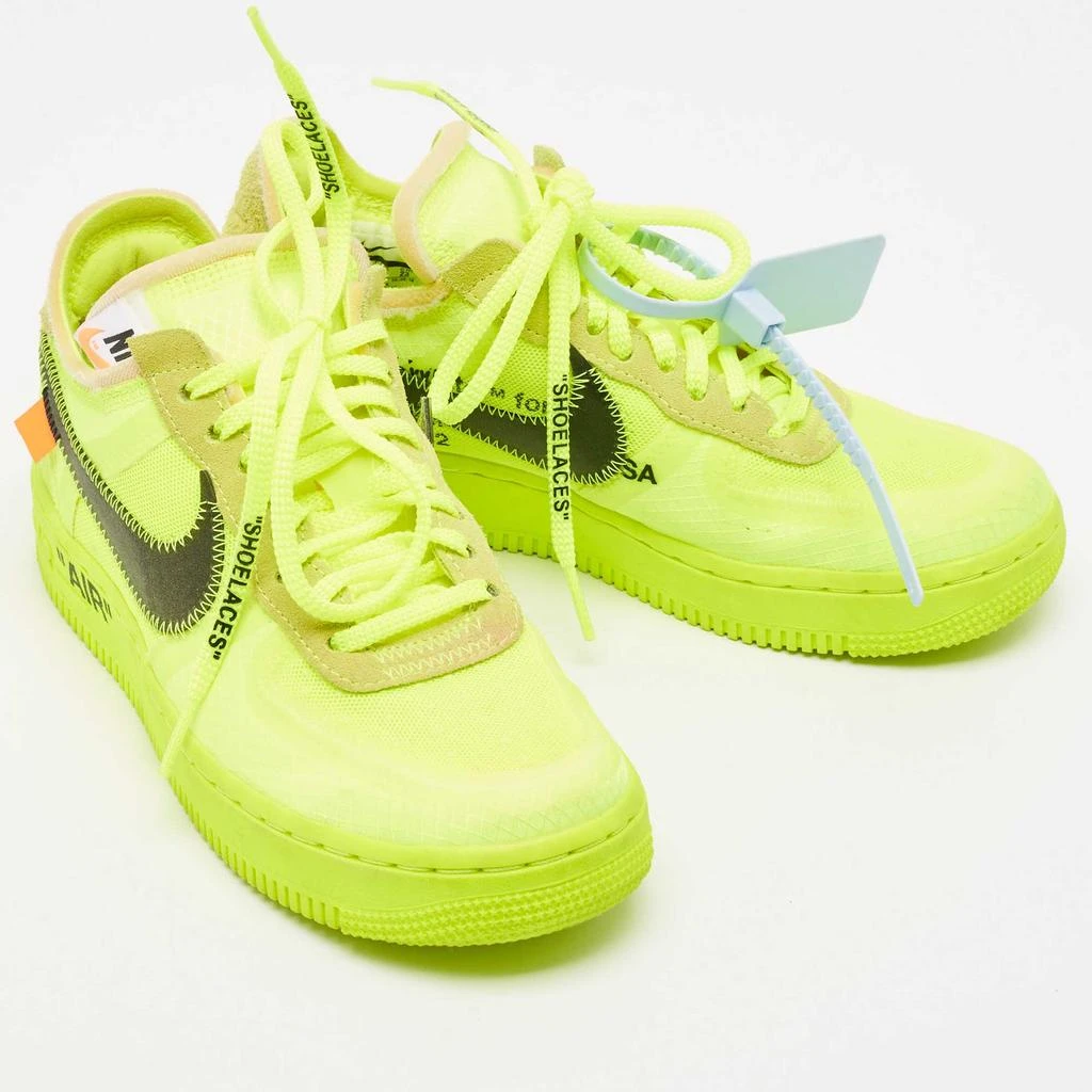 Off-White Off-White x Nike Green Mesh and Suede Force 1 Low White Volt Sneakers Size 36 4