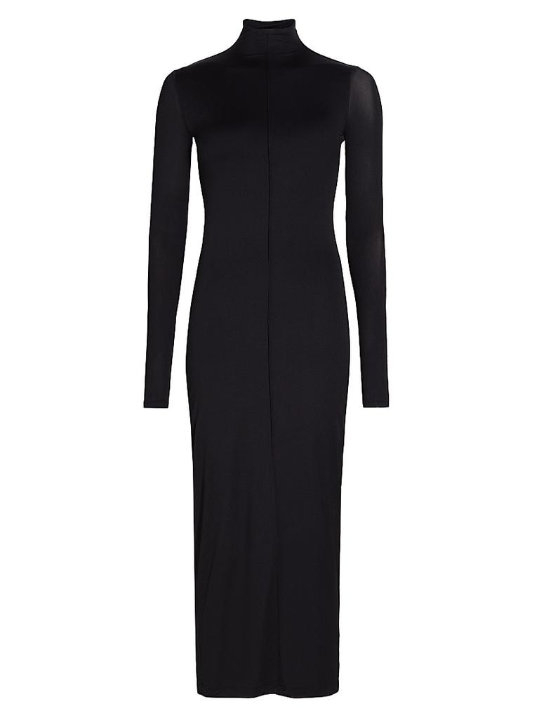 WARDROBE.NYC Textured Ribbed Knit Midi Dress With Square
