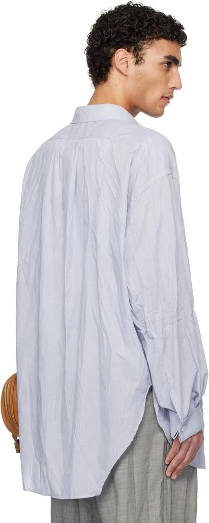 Hed Mayner Blue & White Crinkled Poplin Shirt 3