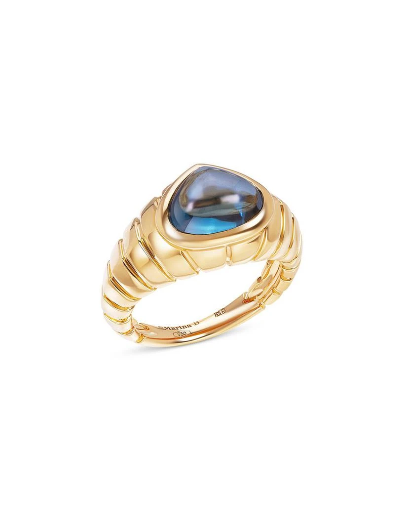 MARINA Blue Topaz Cabochon Ring in 18K Yellow Gold 2