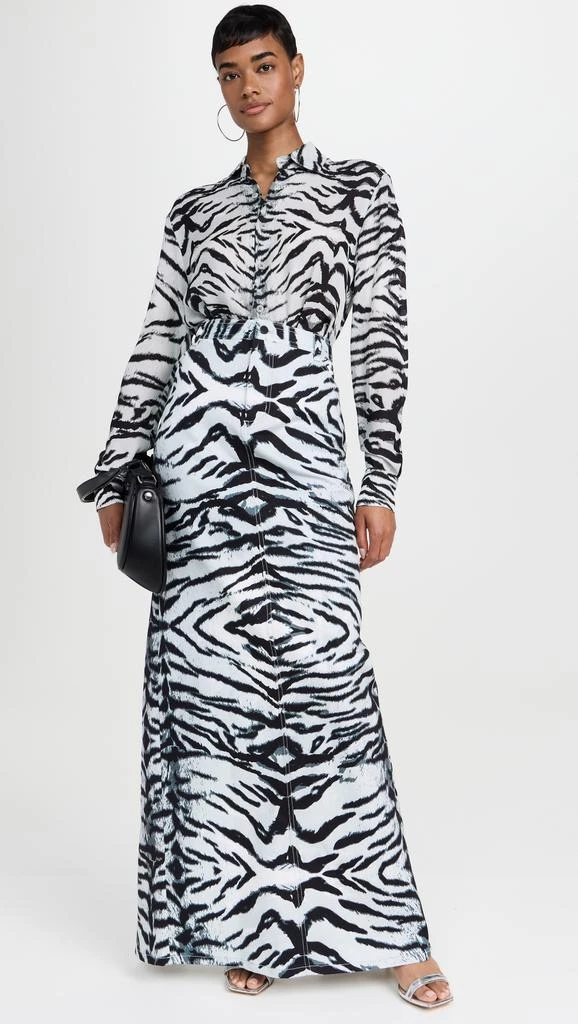 BruceGlen Snow Tiger Maxi Denim Skirt 4
