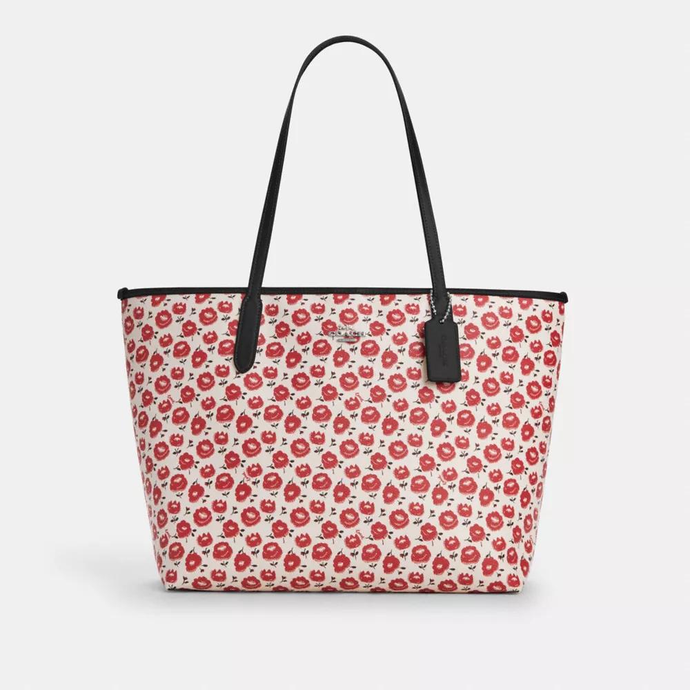 Coach City Tote Bag With Floral Print