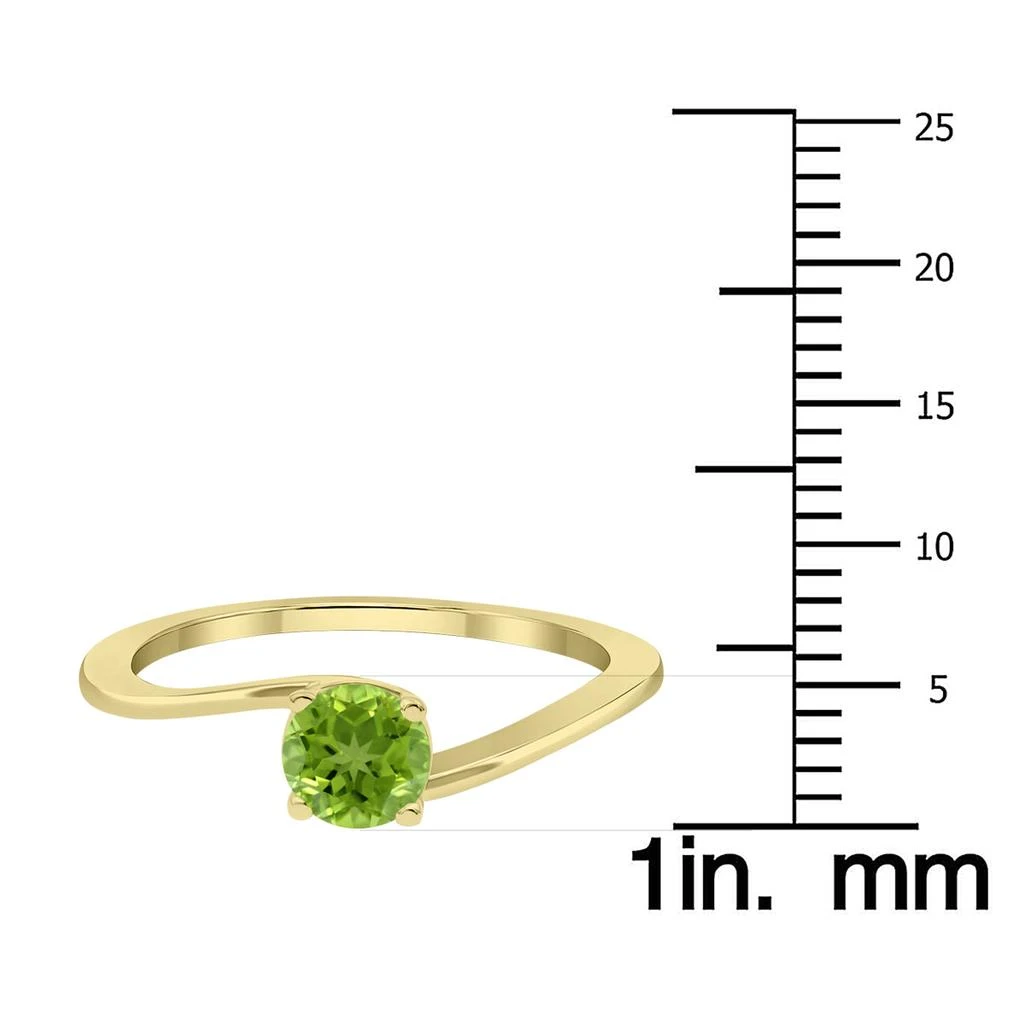 SSELECTS Women's Solitaire Round Shaped Peridot Wave Ring In 10K Yellow Gold 5