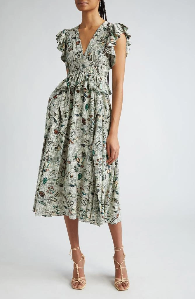 Ulla Johnson Brielle Flutter Sleeve Silk Midi Dress 1