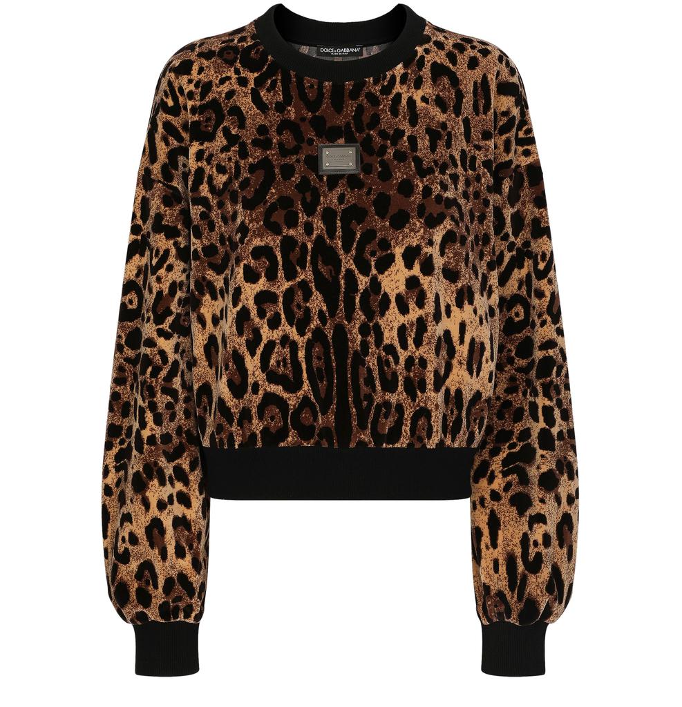 Dolce & Gabbana Round-neck chenille leopard sweatshirt