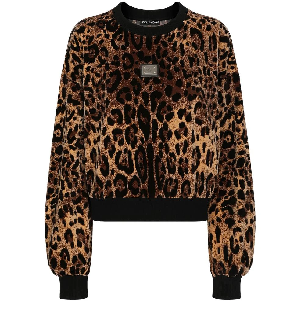 Dolce & Gabbana Round-neck chenille leopard sweatshirt 2