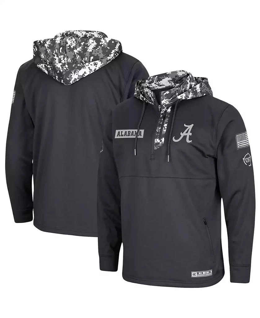 Colosseum Men's Charcoal Alabama Crimson Tide OHT Military-Inspired Appreciation Digi Camo Quarter-Zip Hoodie 1