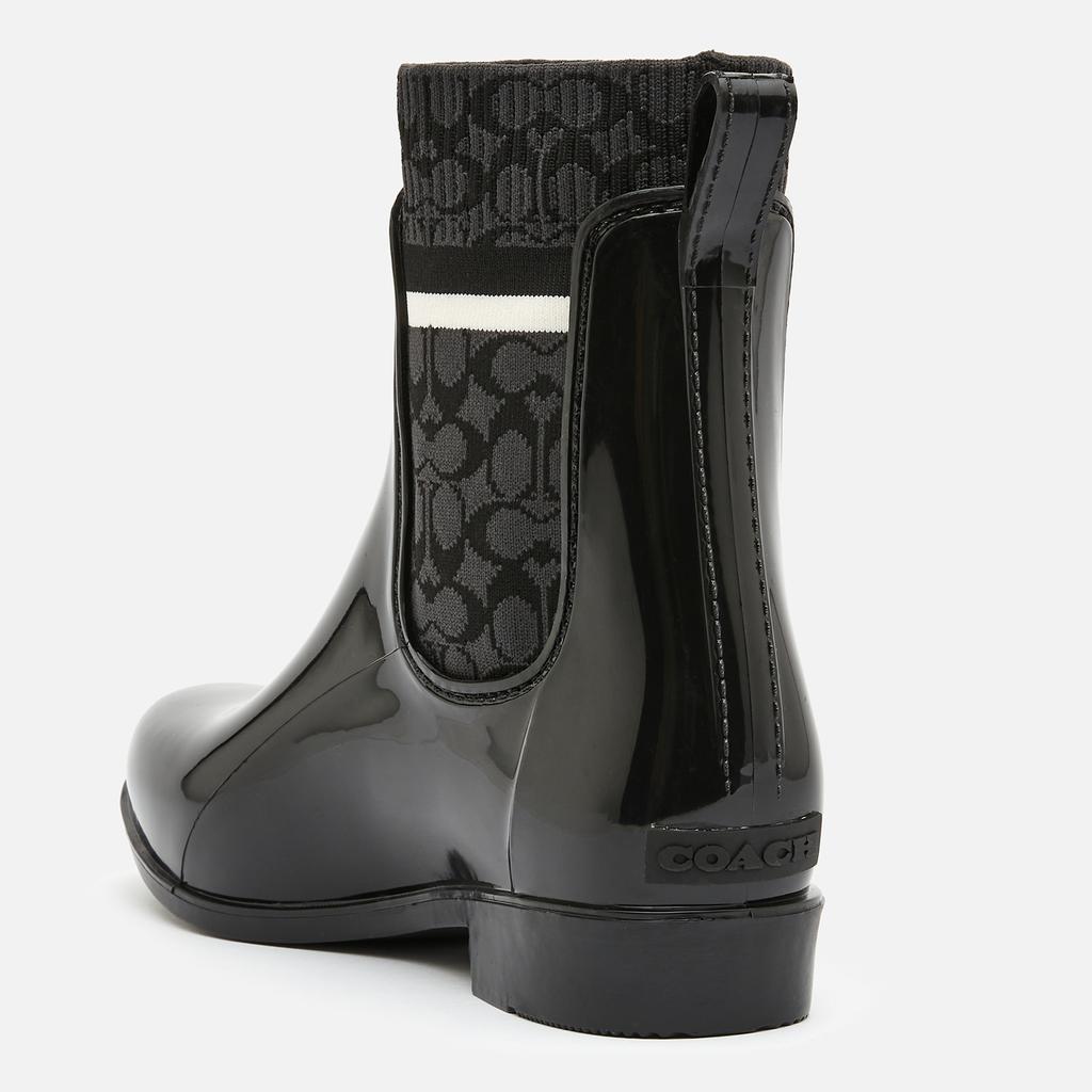 Coach Coach Women s Rivington Signature Knit Rain Boots Black Rain Boots BeyondStyle