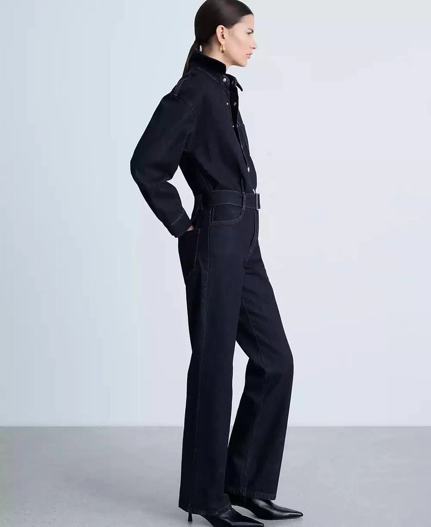 Mango Women's Denim Belted Jumpsuit 5