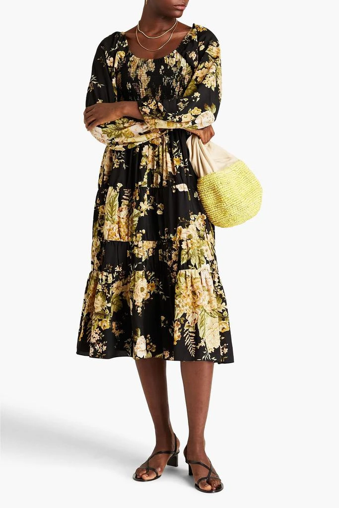 MIKAEL AGHAL Off-the-shoulder gathered floral-print crepe midi dress 2
