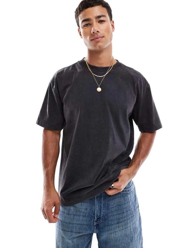 HOLLISTER Hollister boxy fit washed t-shirt in acid black 1