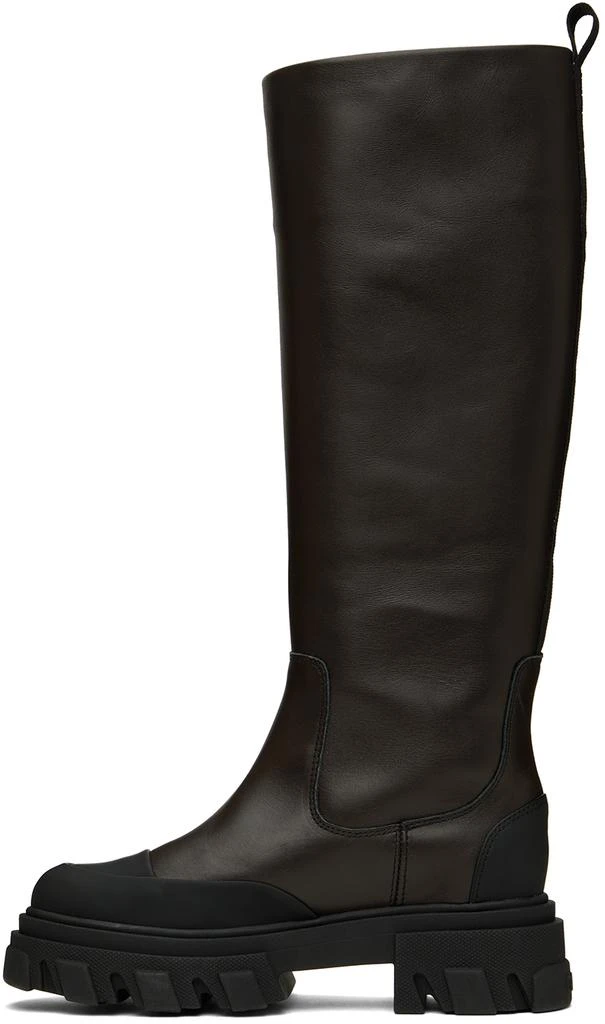 Ganni Brown Cleated Tubular Tall Boots 3