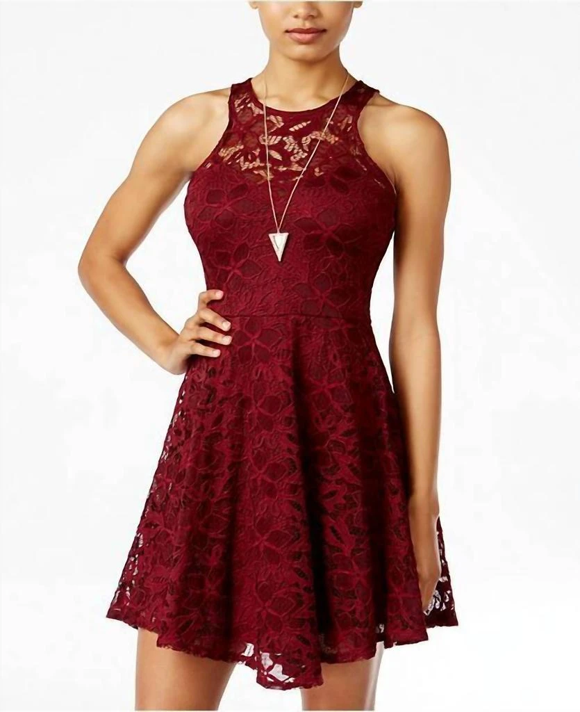 Material Girl Material Girl - Lace Fit Flare Juniors Sleeveless Skater Dress 1