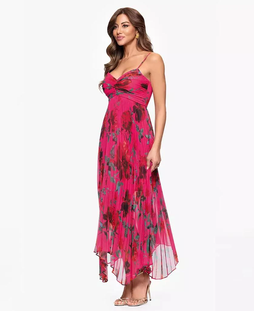 XSCAPE Women's Printed Sweetheart Spaghetti-Strap Dress 4