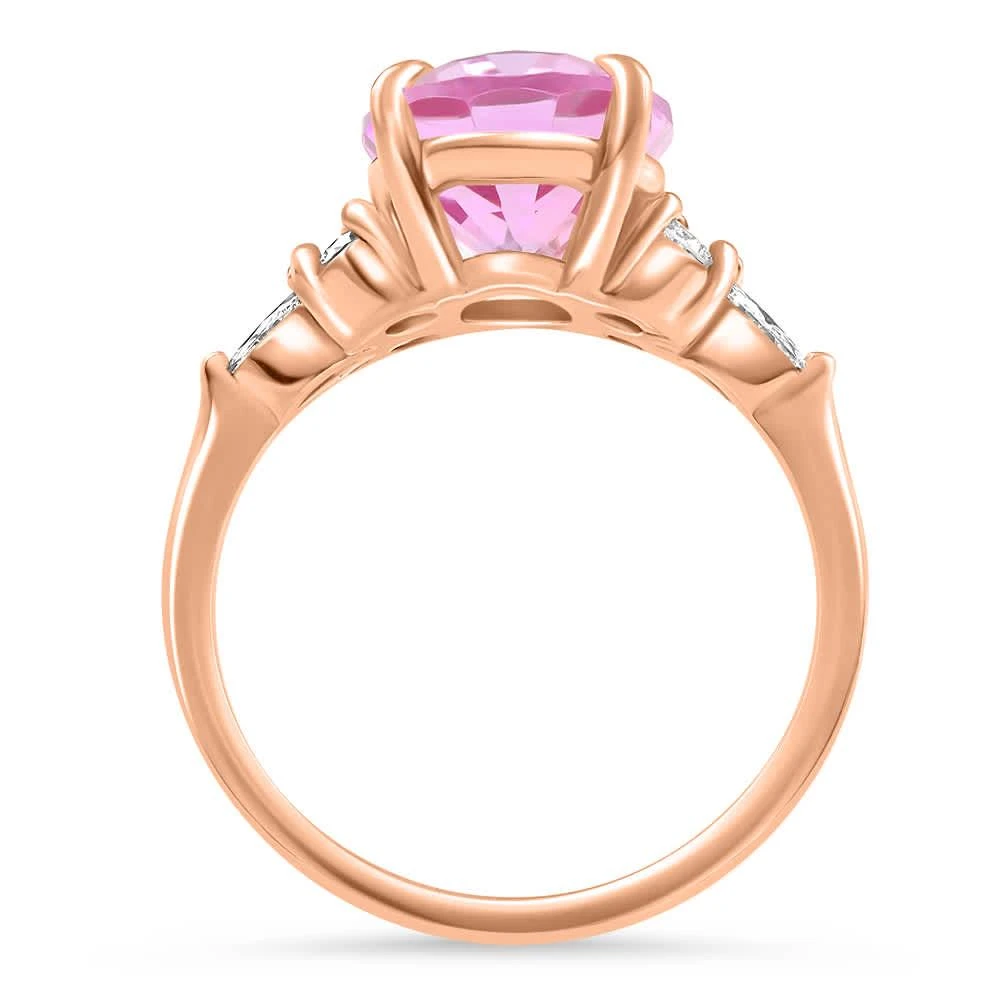 Pompeii3 5Ct TW Oval Pink Sapphire 
Diamong Ring 14k Rose Gold Lab Grown Size: 7 2
