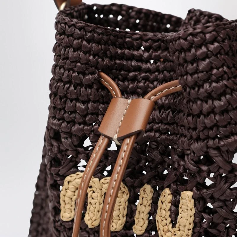 Miu Miu Mini cocoa-coloured woven fabric bucket bag 6