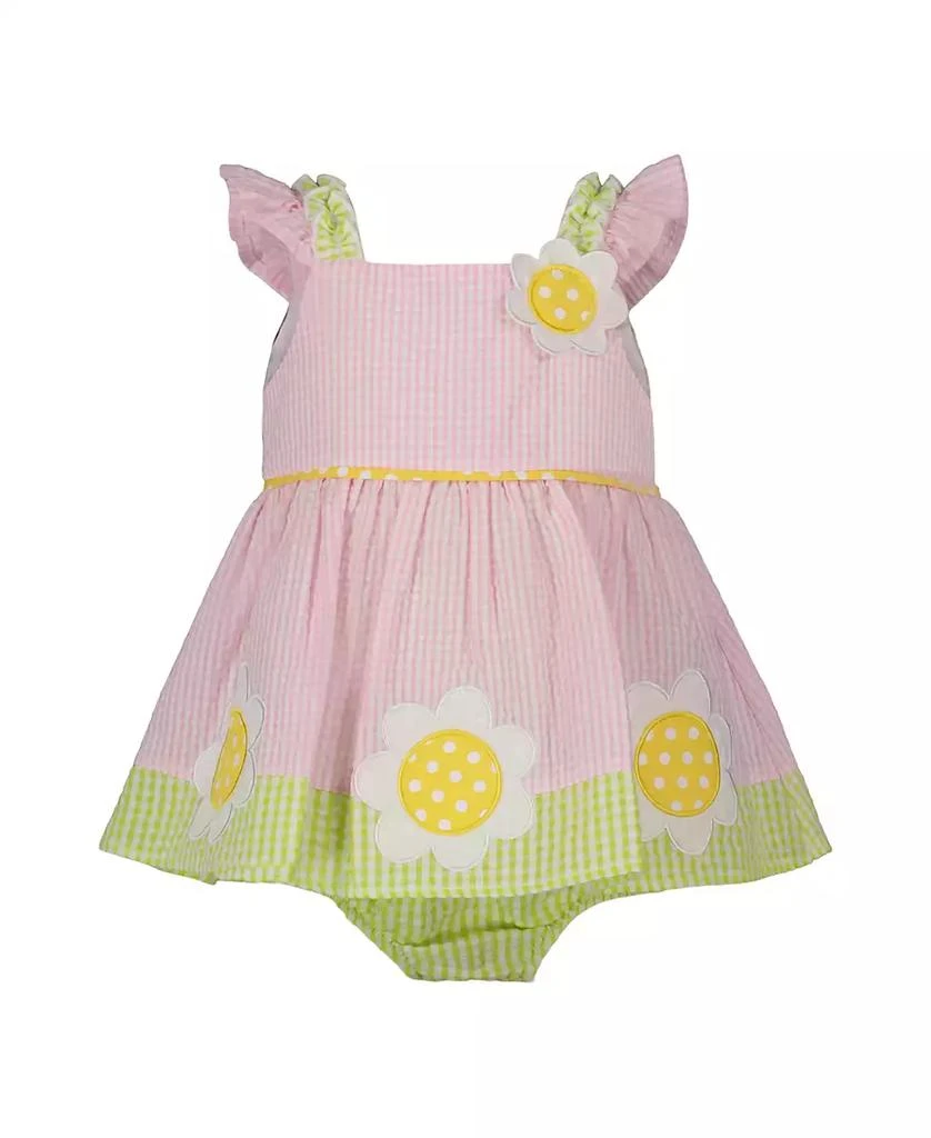 Blueberi Boulevard Baby Girls Seersucker Stripe Daisy Sunsuit 1