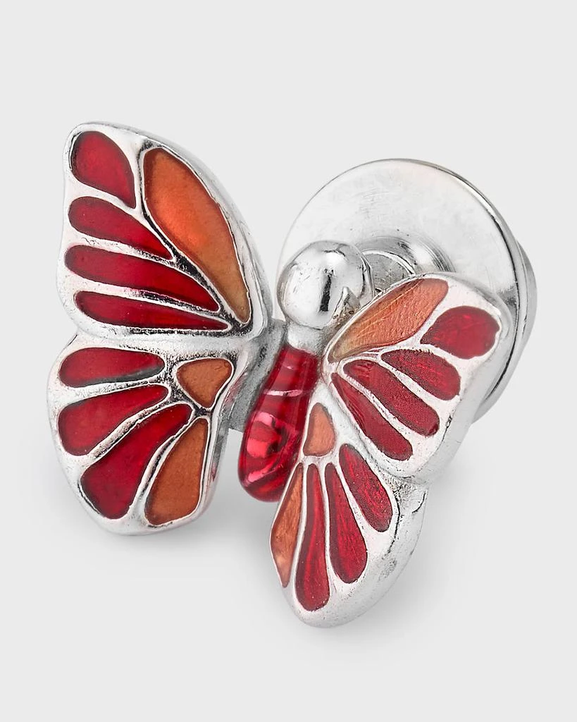 Jan Leslie Men's Sterling Silver Hand-Painted Enamel Butterfly Lapel Pin 3