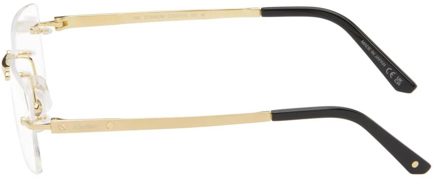 Cartier Gold 'Santos de Cartier' Rectangular Titanium Glasses 3
