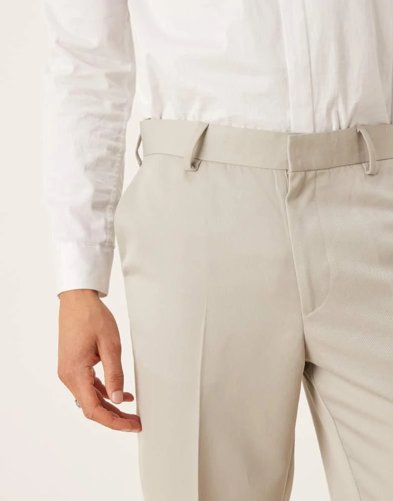ASOS ASOS DESIGN smart straight leg cropped trousers in light grey 2