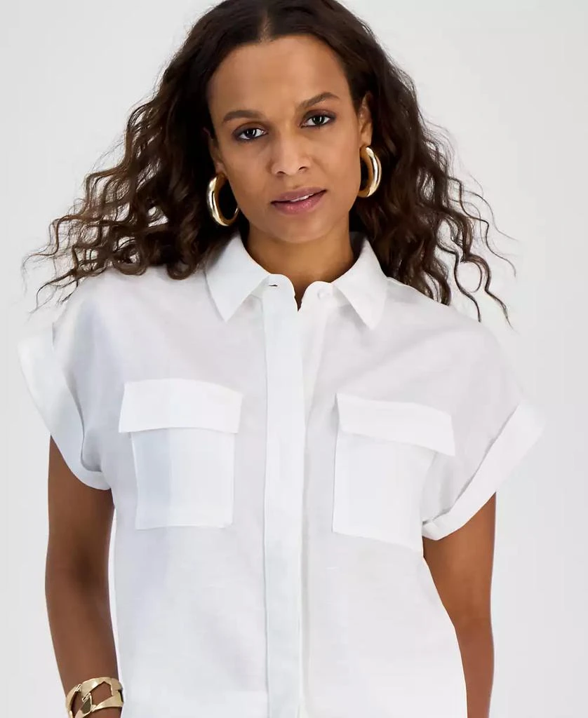 INC International Women
s Linen-Blend Short-Sleeve Blouse, P/XS-2XL, Exclusively at Macy
s 3