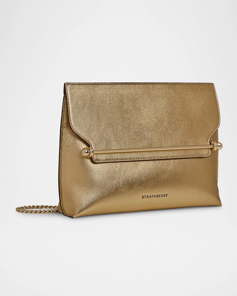 Strathberry Stylist Flap Metallic Leather Clutch Bag 3