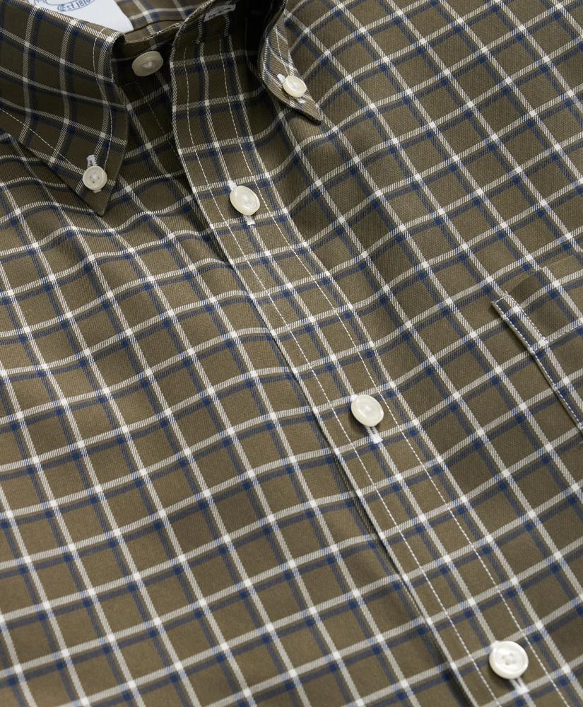 Brooks Brothers Stretch Supima® Cotton Non-Iron Twill Polo Button Down Collar Windowpane Shirt
