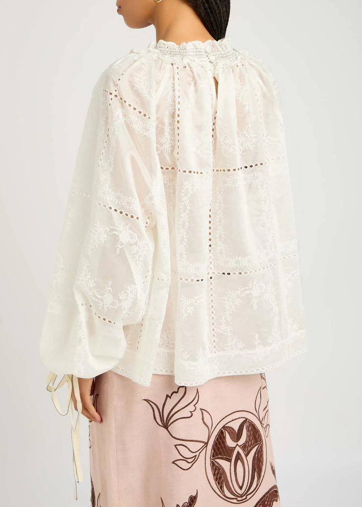 LUG VON SIGA Mini embroidered semi-sheer satin blouse 3