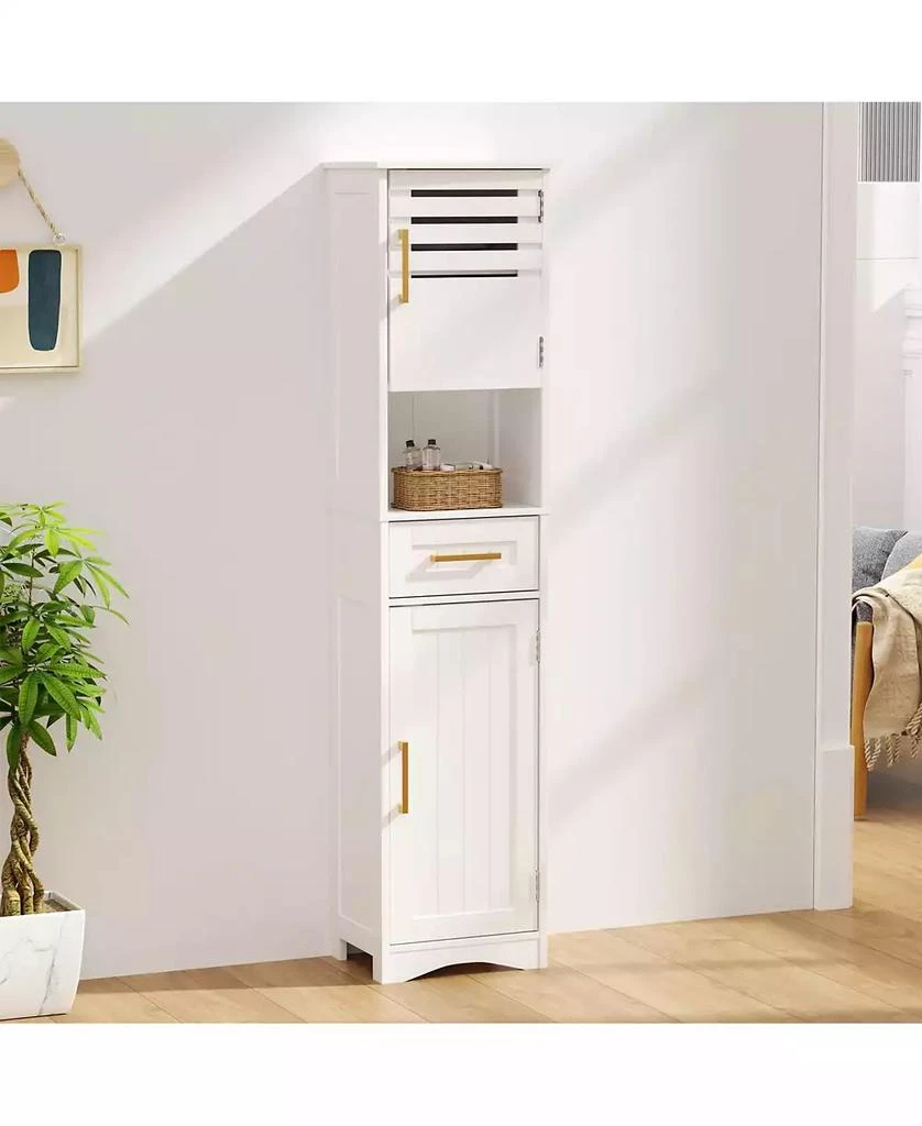Lovmor 15 in. W x 12 in. D x 67 in. H White Freestanding Linen Cabinet with 1 Drawer and 2 Doors