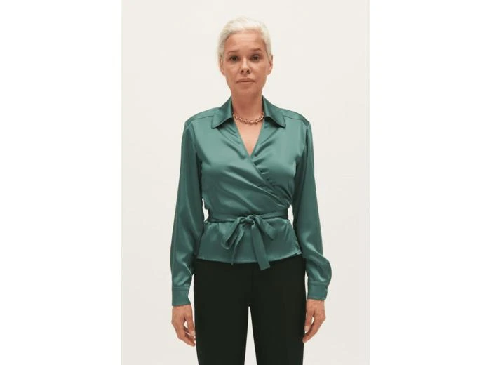 claudie pierlot Blouse cache-cœur verte 1