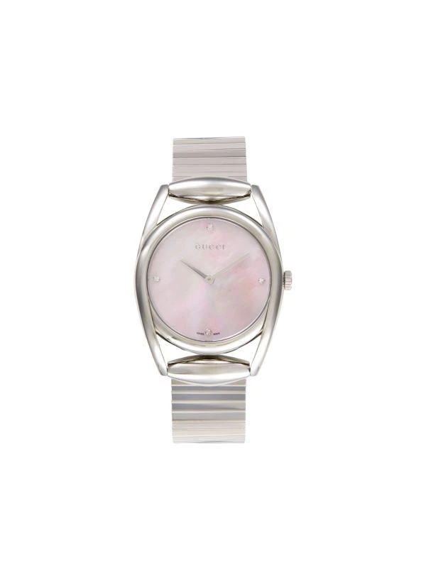 Gucci Horsebit Stainless Steel, Mother-Of-Pearl & 0.023 TCW Diamond Bracelet Watch/34MM 1
