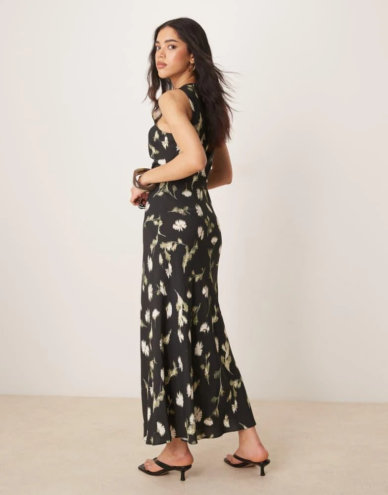 asos black floral midi dress ASOS DESIGN midi tiered smock dress in black floral print