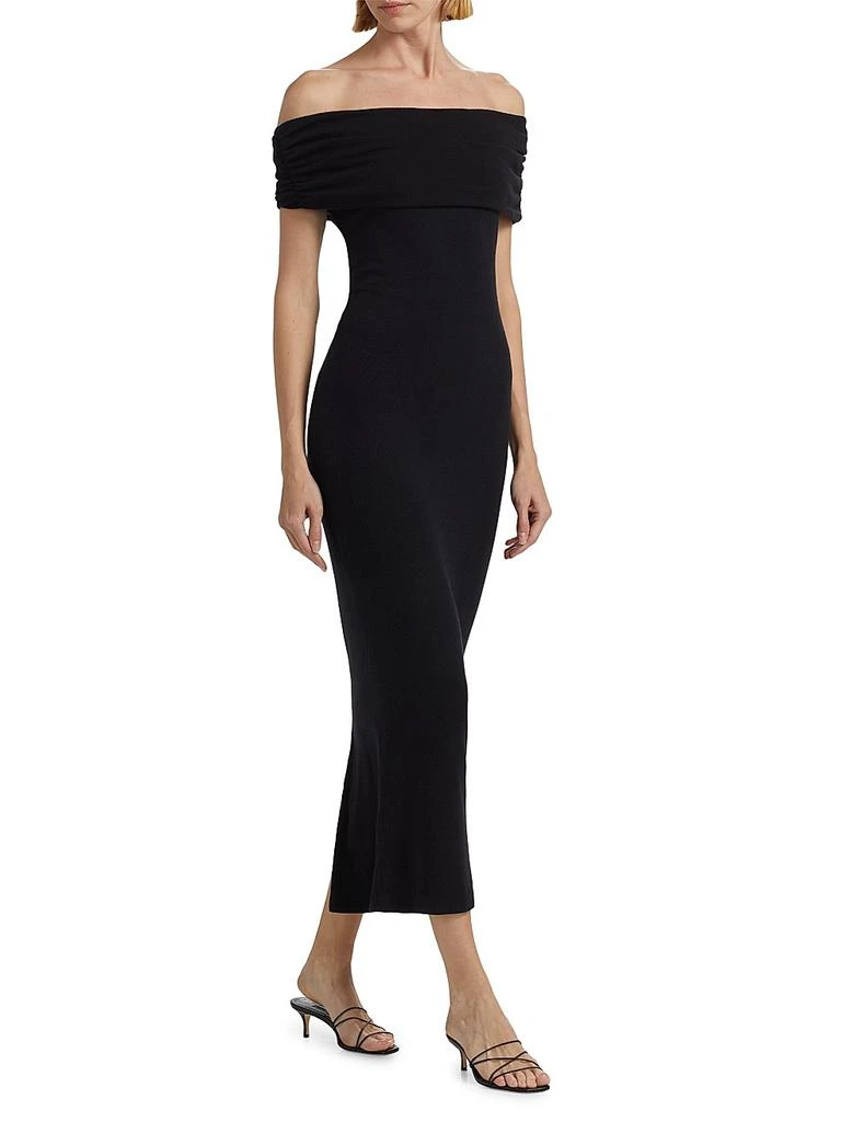 strapless tulle midi dress Navy Strapless Puffy Midi Tulle Dress XS / 2 / Navy
