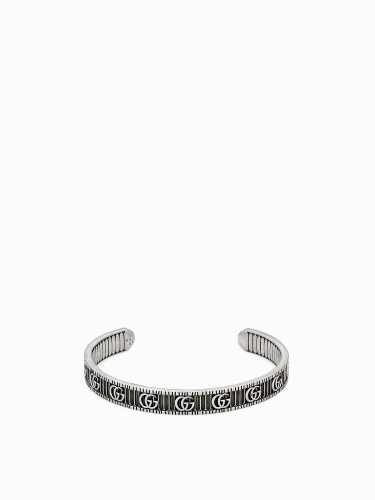 GUCCI GG Marmont Cuff Gucci bracelet in silver with GG monogram and striped pattern 1