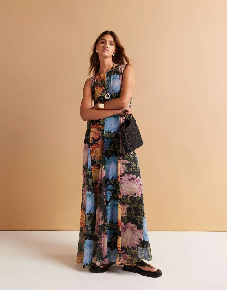 knee length dresses for ladies Rent ASOS DESIGN Satin High Drape Neck Maxi With Long Sleeves In Navy