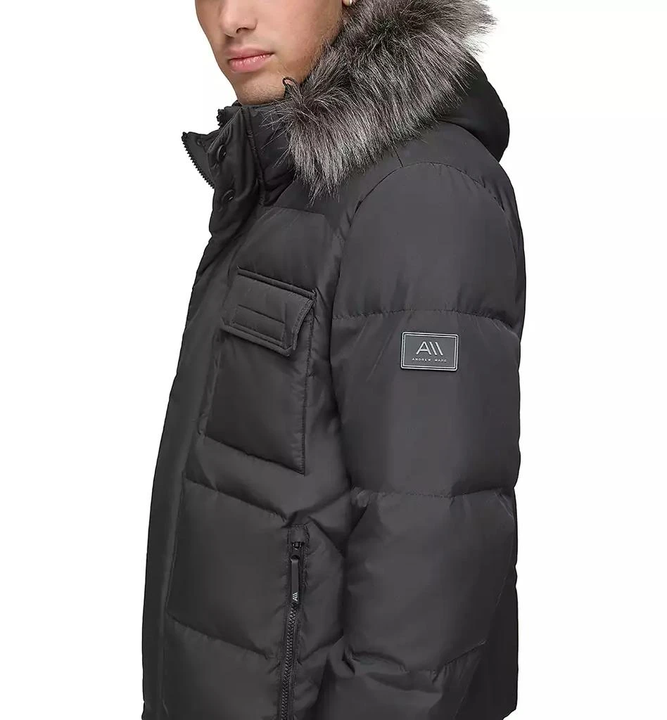 Marc New York by Andrew Marc Men's Nisko Short Channel Quilted Puffer Jacket with Faux Fur Hood 4