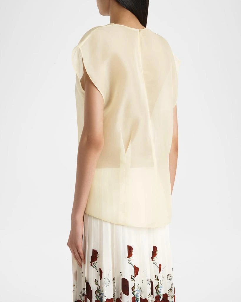 Khaite Mer Short-Sleeve Silk Organza Wrap Top 3
