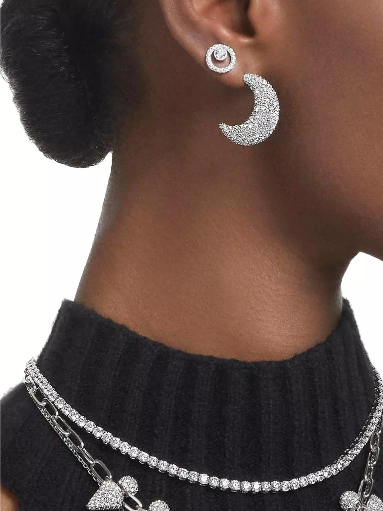 Swarovski Sublima Rhodium-Plated & Swarovski Crystal Crescent Moon Earrings 3