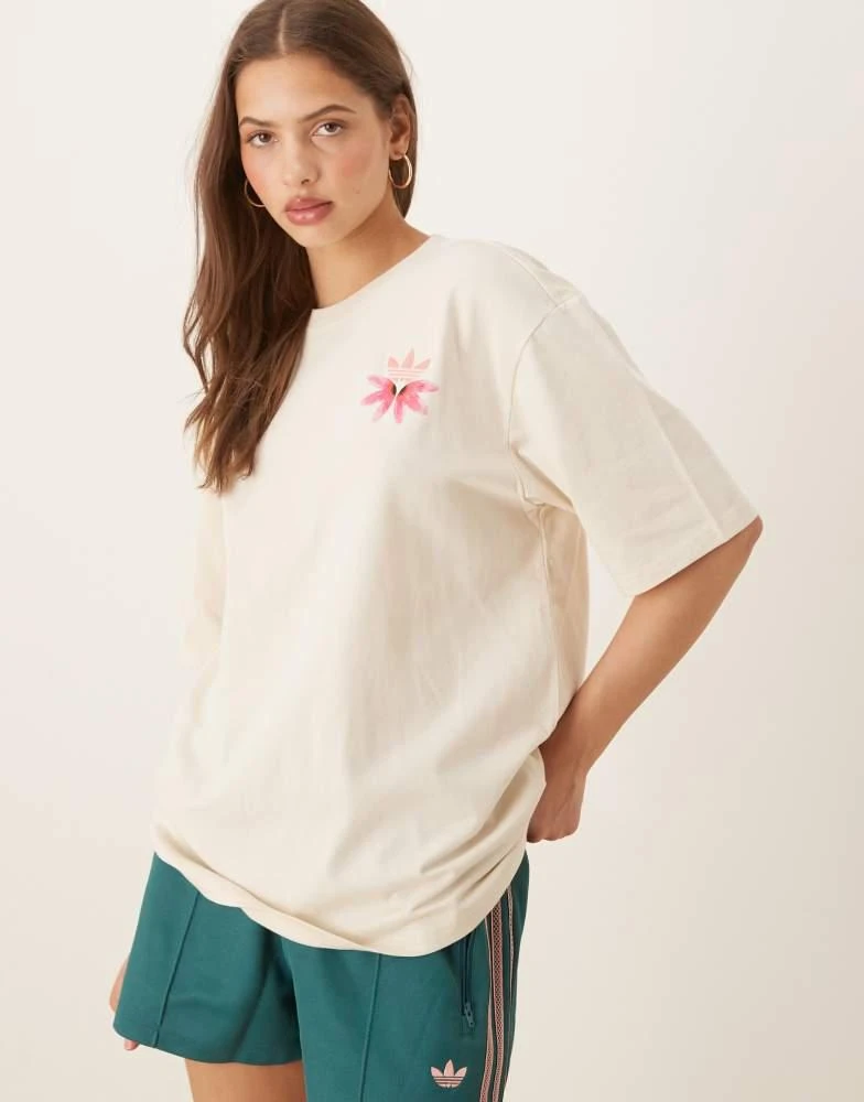 Adidas adidas Originals floral graphic t-shirt in off white 2