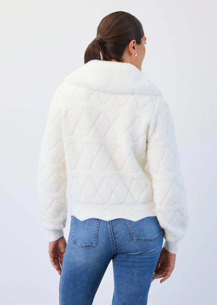 FDJ Detachable Collar Sweater Bomber Jacket In Cream 2
