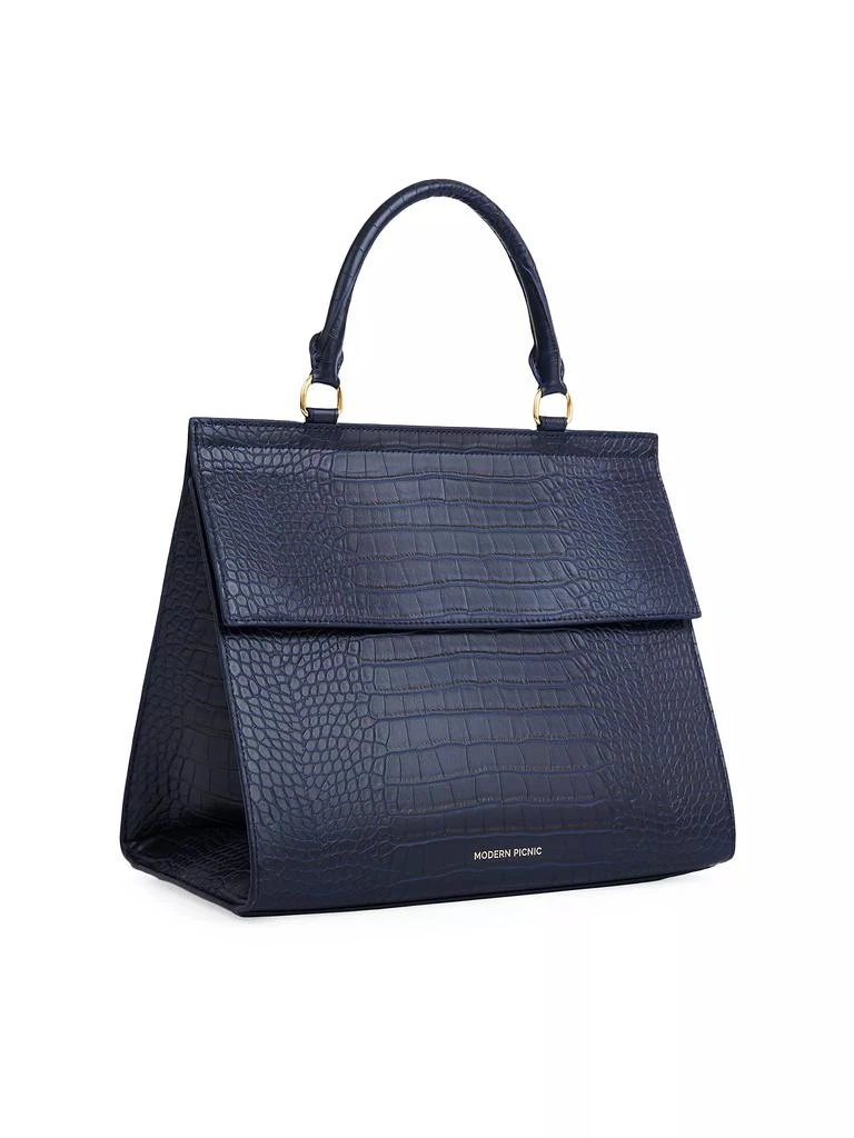 Modern Picnic Large Luncher Embossed Faux Leather Shoulder Bag 4