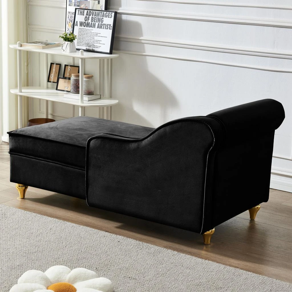 Streamdale Furniture Streamdale Modern Upholstery Chaise Lounge Chair with Storage Velvet (Black) 6