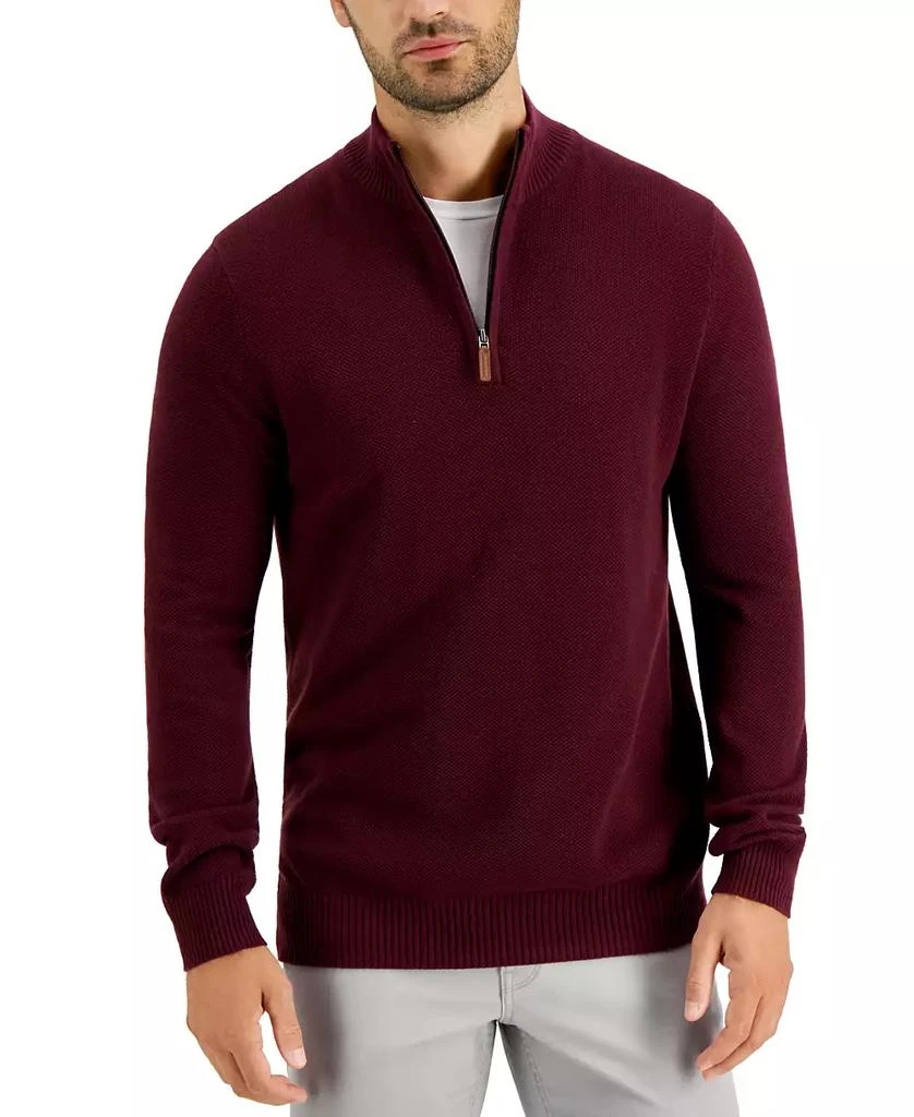 preivew Men's Quarter-Zip Textured Cotton Sweater, Created for Macy's color
