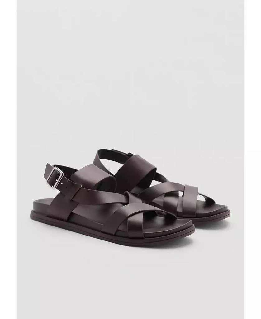 Mango Men's Leather Crossed Strap Sandals 1