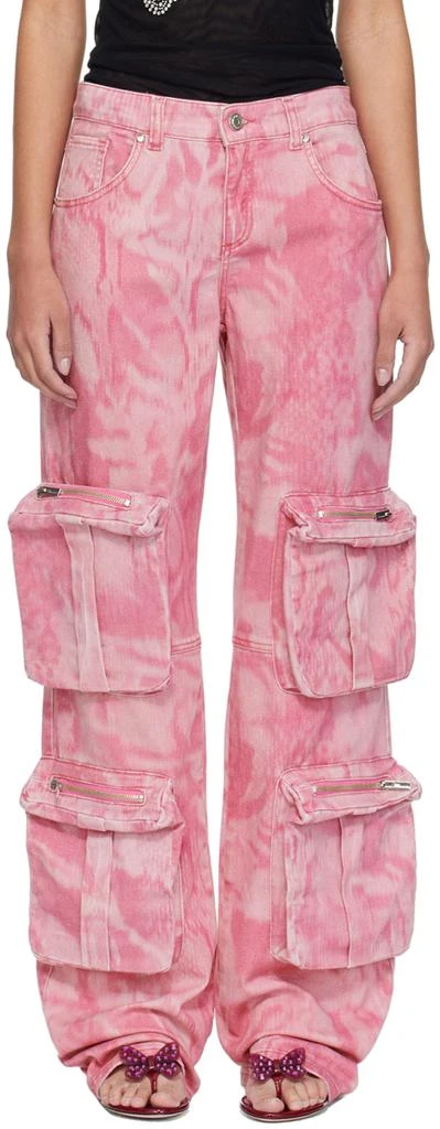 Blumarine Pink Camouflage Denim Cargo Pants 1