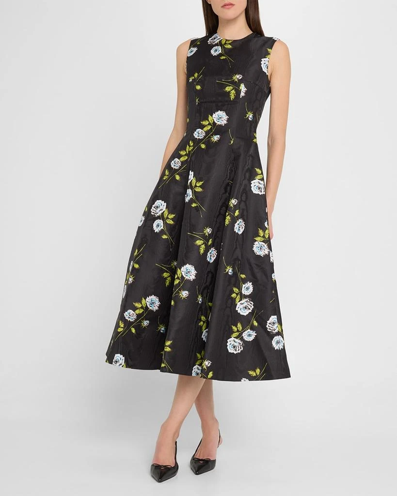 Emilia Wickstead Mara Floral-Print Faille Sleeveless Midi Dress 4