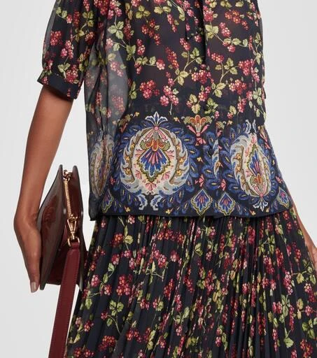 ETRO Tie-neck printed silk top 5